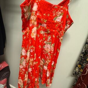 Yumi Kim Red Floral Dress with Pink & Green Accents